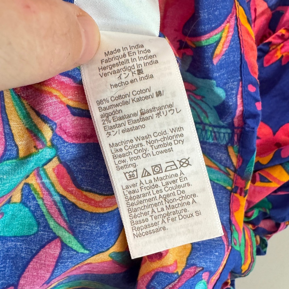 J.Crew Womens 2X Tropical Floral Matching Set Top and Tiered Skirt BR770 Blue - Picture 4 of 11